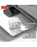 Универсален преходник - зарядно Earldom ES-SC18, 2xUSB, 1xType-C, Шуко, Бял - 40524