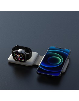 Безжично зарядно устройство Earldom ET-WC19, 2в1, Qi, Бял - 40238