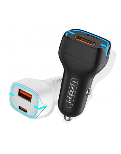 Зарядно устройство за кола Earldom ES-CC2, 1xUSB QC3.0, 1xType-C PD, С PD Type-C кабел, Различни цветове - 40250