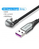 Vention Кабел USB 3.1 Type-C / USB 2.0 AM - 0.5M Black U-Shaped, Aluminum Alloy 5A - COHHD