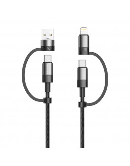 Кабел за данни DeTech DE-54UCI, 4в1 USB-Lightning/Type-C Type-C - Type-C, 1.0m, Черен - 40535