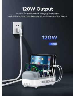 Orico зарядна станция за мобилни устройства Charger Station 220V - 10 x USB 120W white - DUK-10P-EU-WH