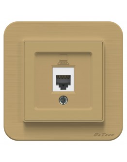 Единична розетка за компютър DeTech DE-9223-61, RJ45, Cat5E, За вграждане, IP20, Златист - 75050