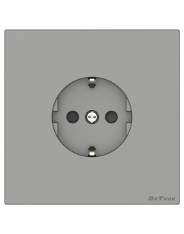 Единичен електрически контакт DeTech DE-9225-42, Шуко, За вграждане, 16А, 250V, IP20, Сив - 75098