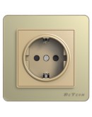 Единичен електрически контакт DeTech DE-6008-42, Шуко, За вграждане,16А, 250V, IP20, Златист - 75014