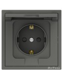 Единичен влагозащитен контакт DeTech DE-9227-45,  Шуко, 16А, 250V, IP40, Сив - 75139
