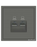 Двойна розетка за компютър DeTech DE-9227-62, RJ45, Cat5E, За вграждане, IP20, Сив - 75142