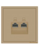 Двойна розетка за компютър DeTech DE-9227-62, RJ45, Cat5E, За вграждане, IP20, Златист - 75127