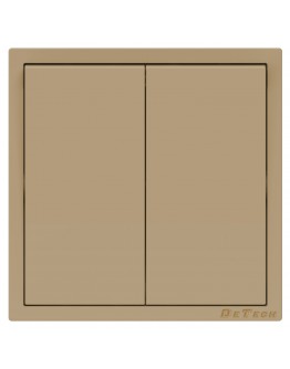 Двоен електрически ключ DeTech DE-9227-02, С рамка, схема 5, 10А, 250V, IP20, Златист - 75121