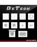 Двоен електрически ключ DeTech DE-9225-02, Схема 5, 10А, 250V, IP20, Бял - 75074
