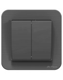 Двоен електрически ключ DeTech DE-9223-02, С рамка, схема 5, 10А, 250V, IP20, Сив - 75059