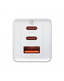 Мрежово зарядно устройство Baseus GaN5 Pro Fast, 65W, С PD кабел, Бял - 40410