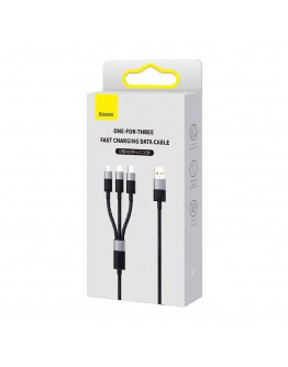 Кабел за зареждане Baseus StarSpeed, 3 в 1, Micro USB, Lightning, Type-C, 1.2m, Черен - 40491