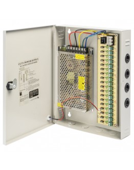 Импулсен захранващ блок No brand, 12V/15A, 18 Изхода, Метална кутия, Сив - 346