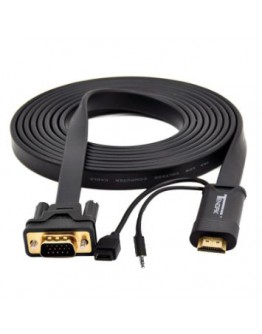 Кабел DeTech HDMI - VGA, 1.8m, Flat, с аудио кабел -18229