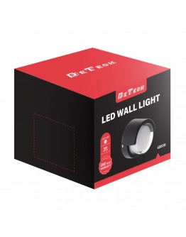 Фасадна лампа аплик DeTech , 1*5W, 4000K, IP44, Кръг, Черен - 77038