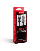 Кабел за данни DeTech DE-55UCI, 4в1 USB-Lightning/Type-C Type-C - Type-C Type-C - Lightning, 1.0m, Черен - 40536