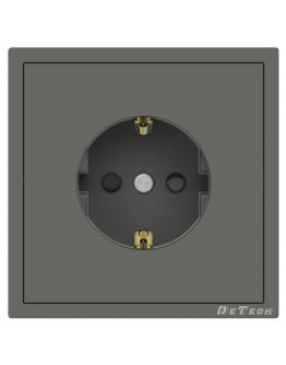 Единичен електрически контакт DeTech DE-9227-42, С рамка, Мат, Шуко, 16А, 250V, За вграждане, IP20, Сив - 75138