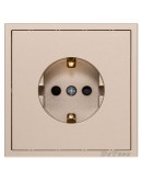 Единичен електрически контакт DeTech DE-9227-42, С рамка, Мат, Шуко, 16А, 250V, За вграждане, IP20, Златист - 75124