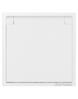 Единичен влагозащитен контакт DeTech DE-9227-45, С рамка, Мат, Шуко, 16А, 250V, За вграждане, IP40, Бял - 75110