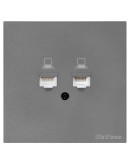 Двойна розетка за компютър DeTech DE-9225-61, RJ45, Cat5E, Slim, Мат, За вграждане, IP20, Сив - 75103