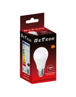 LED крушка DeTech, A60, E27, 11W, 4000K, 1050lm - 77003