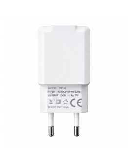 Мрежово зарядно устройство DeTech, DE-36, 5V/1A 220V, 1 x USB, Бял - 40537