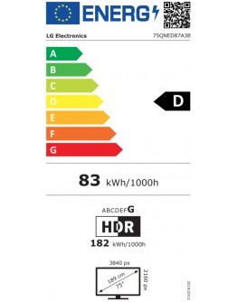 LG 75QNED87A3B, 75 4K QNED MiniLED  HDR Smart TV, 
