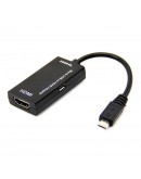 Преходник DeTech Micro USB към HDMI MHL, 15см, Черен - 18158