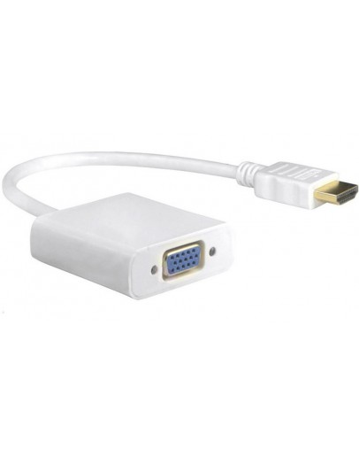 Преходник DeTech HDMI M - VGA F, 0.15м, Бял - 18153