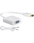 Преходник DeTech HDMI към VGA + AUDIO кабел, бял - 18254