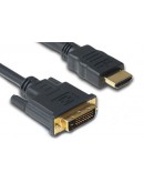 Кабел DeTech HDMI - DVI, 5m. Ферит, Черен, HQ - 18191