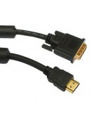 Кабел DeTech HDMI - DVI, 3m, Ферит, Черен, HQ - 18190