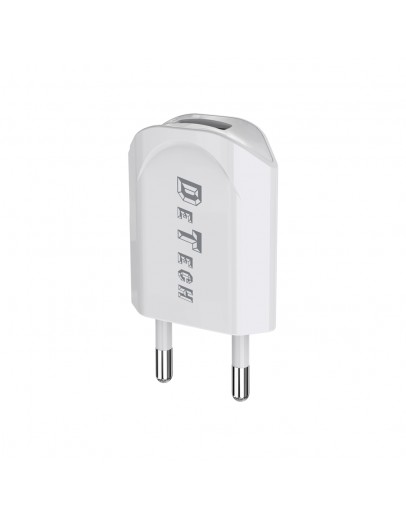 Мрежово зарядно устройство, DeTech, DE-11M, 5V/1A, 220V,1 x USB, С Micro USB кабел, 1.0m, Бял - 14115