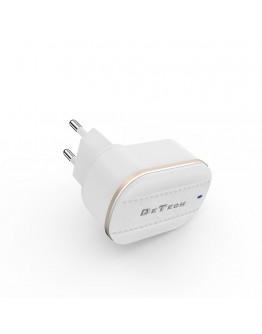 Мрежово зарядно устройство DeTech, DE-15, 5V/3.1A 220V, 2 x USB, Бял - 40095