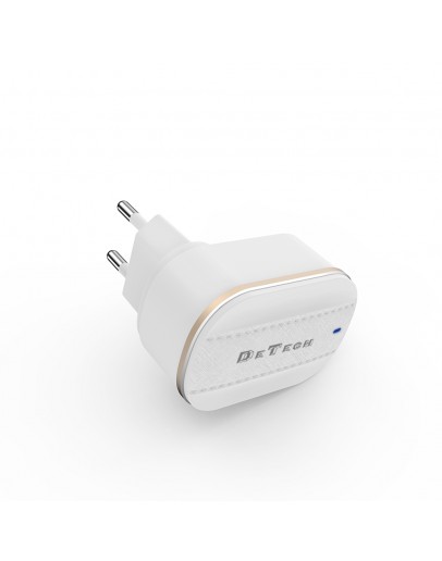 Мрежово зарядно устройство DeTech, DE-15, 5V/3.1A 220V, 2 x USB, Бял - 40095
