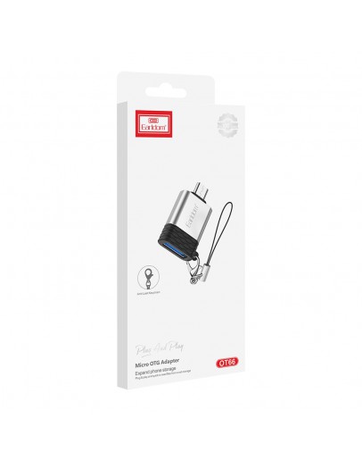 Преходник Earldom ET-OT66, USB F към Micro USB, OTG, Сребрист - 40208