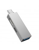 USB хъб WiWu T02 Pro, Type-C, 3 Порта, USB 3.0, Сив - 17755