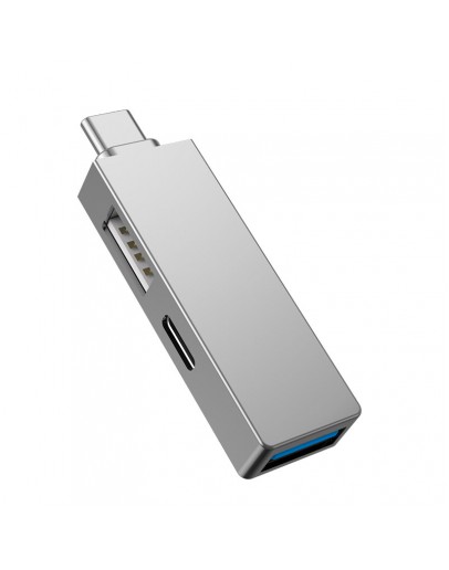 USB хъб WiWu T02 Pro, Type-C, 3 Порта, USB 3.0, Сив - 17755