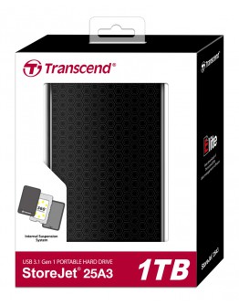 Transcend 1TB StoreJet 2.5 A3, Portable HDD, Black