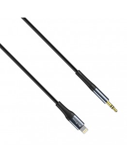 Аудио кабел DeTech DE-42iA, 3.5mm към Lightning, 1.0м, Черен - 40257