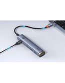 Докинг станция Baseus UltraJoy, 6 порта, Type-C към 2xUSB 3.0, USB 2.0, Type-C, PD, HDMI, RJ45, Сив - 12070