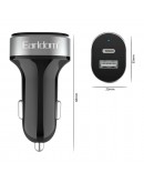 Зарядно устройство за кола Earldom ES-CC14, 1xUSB, 1xType-C, С Type-C кабел, Черен - 40243