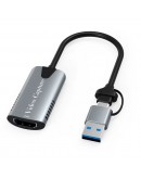 Външна Capture карта DeTech, USB 3.0 / Type-C - HDMI, HD 1080P - 17853