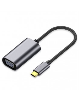 Преходник DeTech, USB-C – VGA, Сив - 17841