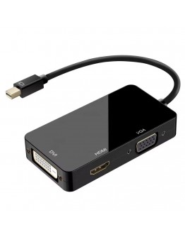 Преходник DeTech, Mini DisplayPort (Thunderbolt) - DVI, VGA, HDMI, Черен - 17859