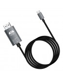 Кабел DeTech, USB-C – HDMI, 2.0m, 4K, 30Hz, Сив - 18392