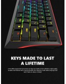 Marvo геймърска клавиатура Gaming Mechanical keyboard 61 keys TKL - KG962G - RED switches, RGB