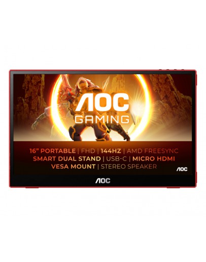 Монитор AOC 16G3, 15.6 IPS WLED, 1920x1080@144Hz, 4ms GtG,