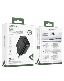 Acefast Универсално зарядно за стена Charger Wall GaN PD35W - A49 - USB-C x 2, Black